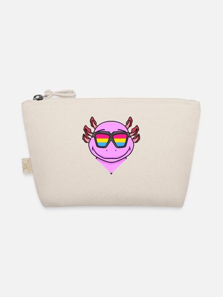 Pansexual Axolotl Gift - Organic Pouch - nature - Front