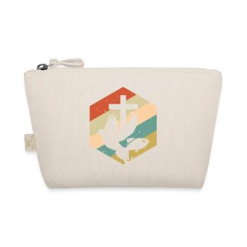 Retro Vintage Jesus Kreuz Taube Fisch - Bio-Täschchen - Natur - Vorne