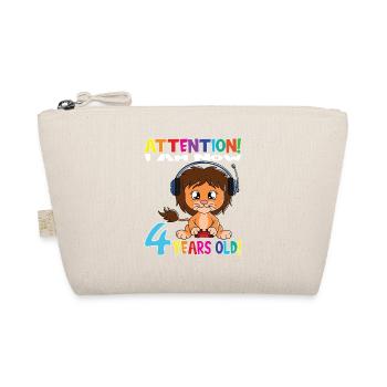 Lion Birthday I Am Now 4 Years Old - Organic Pouch - nature - Front