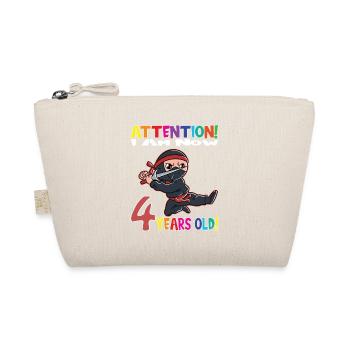Ninja Boy Birthday I Am Now 4 Years Old - Organic Pouch - nature - Front