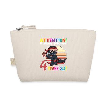 Ninja Boy Birthday I Am Now 4 Years Old - Organic Pouch - nature - Front