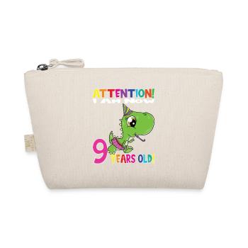 Dino Girl Birthday I Am Now 9 Years Old - Bio-Täschchen - Natur - Vorne