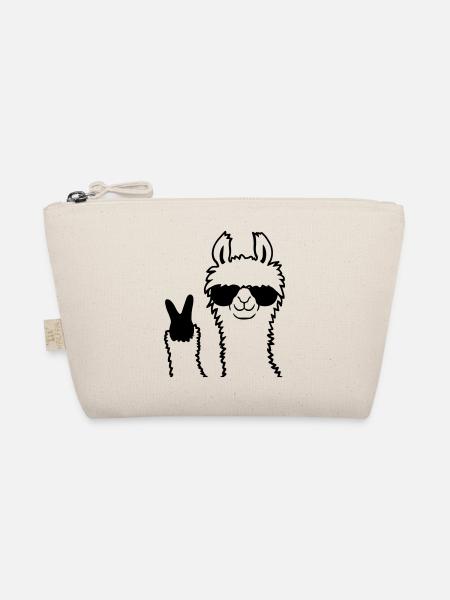 Peace Zeichen Lama Sonnenbrille - Bio-Täschchen - Natur