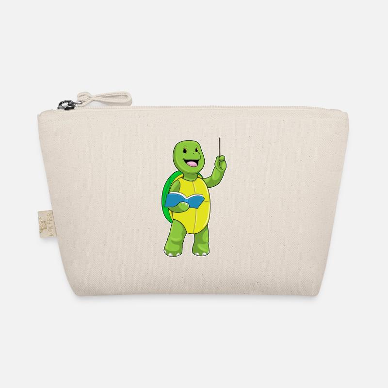 Schildkröte als Lehrer mit Buch & Pointer Bio-Täschchen