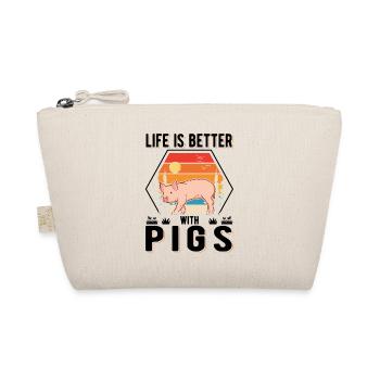 Life is better with Pigs Schweine - Bio-Täschchen - Natur - Vorne