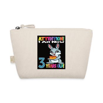 Rabbit Attention I Am Now 3 Years Old - Organic Pouch - nature - Front