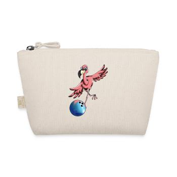 Bowling Flamingo Motif Bowling Player Bowler Fan - Organic Pouch - nature - Front