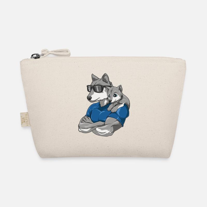 Starker Wolf mit Wolfs Kind für einen Wolf Bio-Täschchen