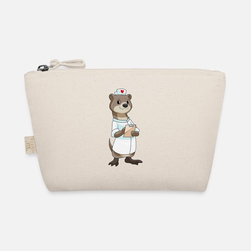 Otter als Krankenschwester mit Herz Bio-Täschchen