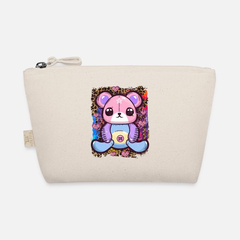 Kawaii Goth Teddy Bear Organic Pouch