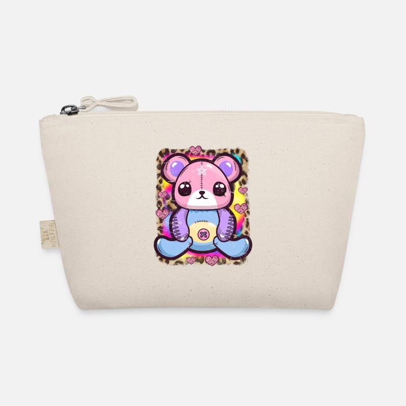 Kawaii Goth Teddy Bear Organic Pouch
