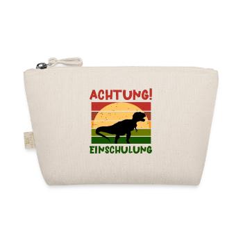 Achtung Einschulung Dino Schulbeginn T shirt - Bio-Täschchen - Natur - Vorne