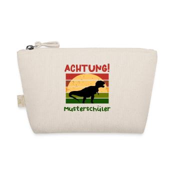 Achtung Musterschüler Dino Schulbeginn T shirt - Bio-Täschchen - Natur - Vorne