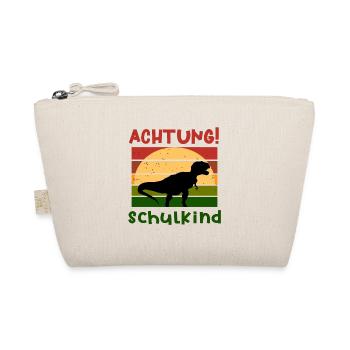 Achtung Schulkind Dino Schulbeginn T shirt - Bio-Täschchen - Natur - Vorne
