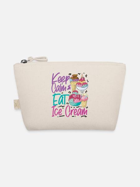 Cornet de crème glacée Restez calme et mangez de la glace - Trousse biologique - nature - Devant