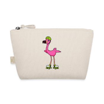 Flamingo Rollschuhfahren Rollschuhe - Bio-Täschchen - Natur - Vorne