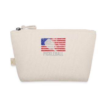 Distressed USA Flag Pickleball Player Paddleball - Organic Pouch - nature - Front