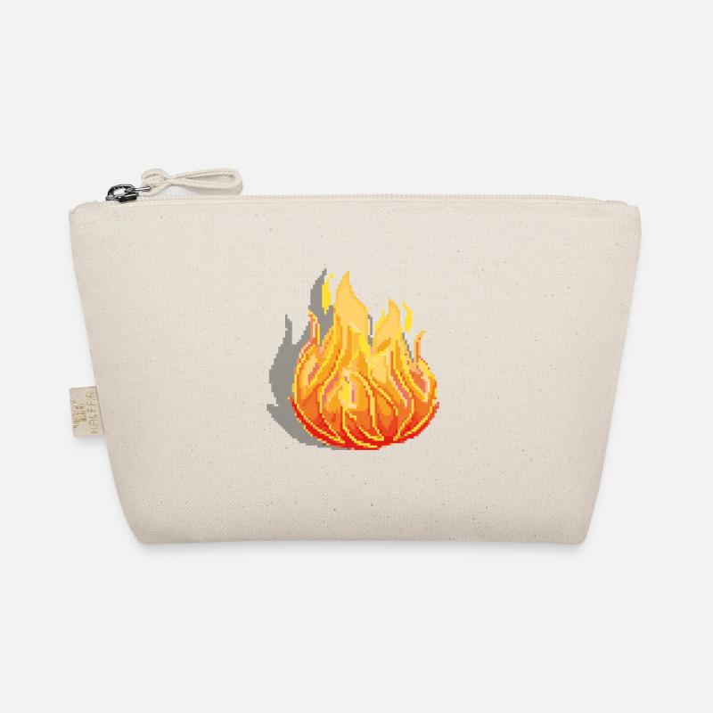 Retro Pixel Feuer Bio-Täschchen