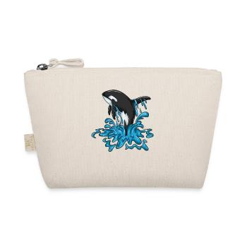 Joyful Whale Orca Jumps Happy Whale Design - Organic Pouch - nature - Front