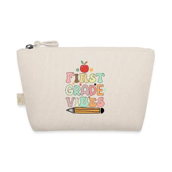 First Grade Vibes 1st Grade Retro Back To School - Organic Pouch - nature - Front