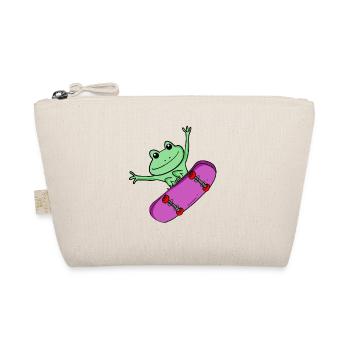 Frog as a skater with skateboard - Organic Pouch - nature - Front