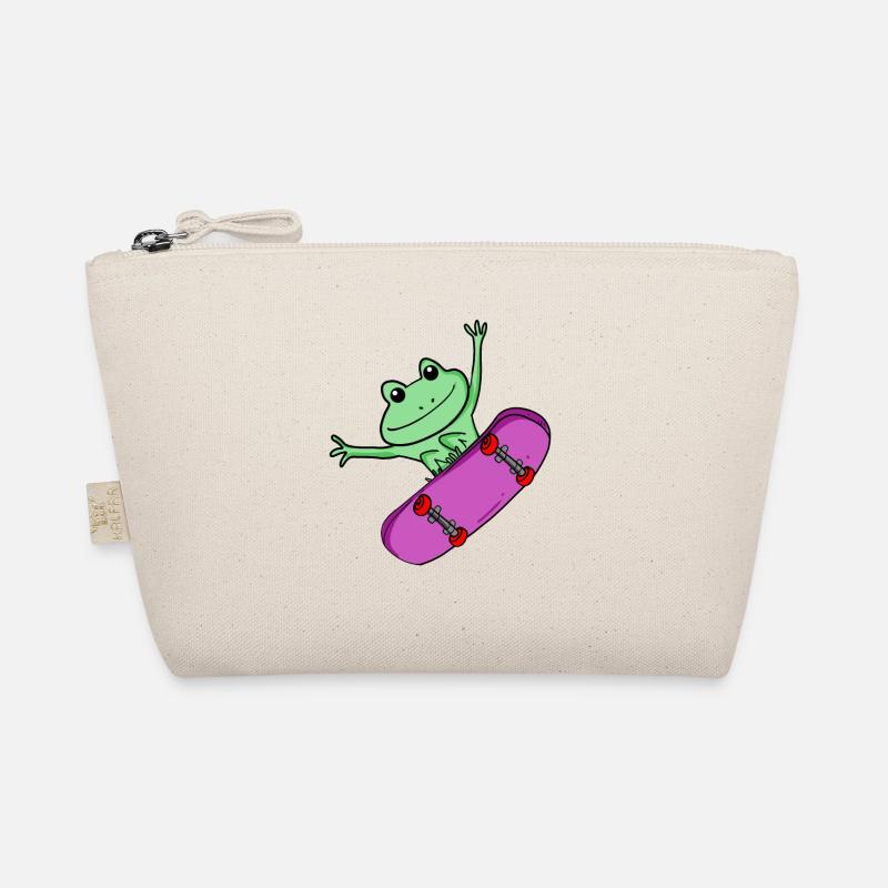 Frosch als Skater mit Skateboard Bio-Täschchen