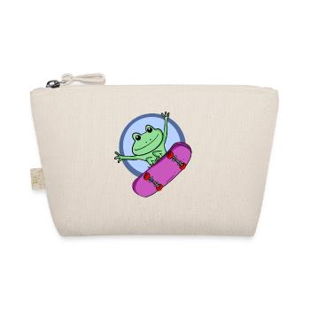 Frog as a skater with skateboard - Organic Pouch - nature - Front
