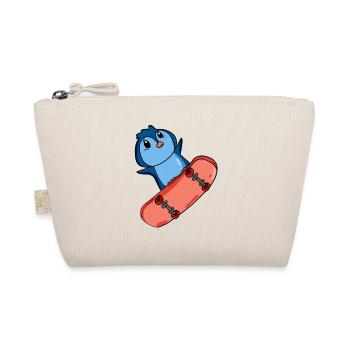 Penguin as a skater with skateboard - Organic Pouch - nature - Front