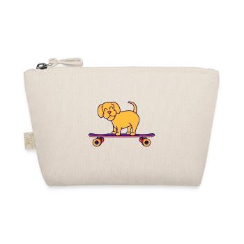 Skateboard Hund Auf Longboard - Bio-Täschchen - Natur - Vorne
