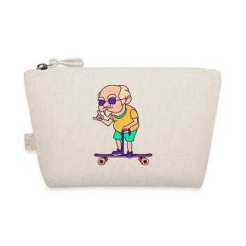 Skateboard Grandpa Cool Grandfather On Longboard - Organic Pouch - nature - Front