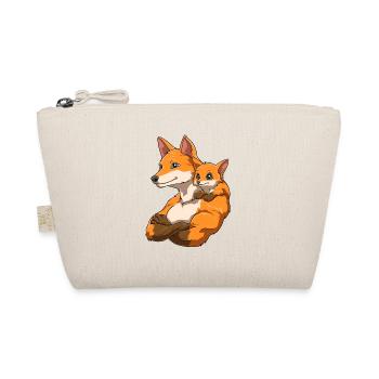 Starker Fuchs mit Fuchs Kind für einen Fuchs - Bio-Täschchen - Natur - Vorne