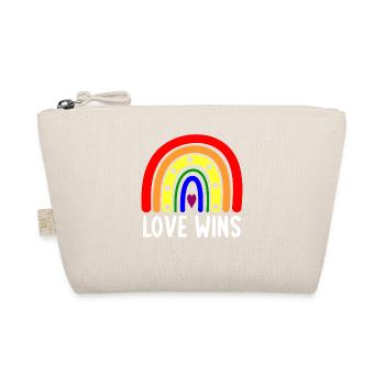 Love Wins Boho Rainbow Peace Sign Pride Lesbian Ga - Organic Pouch - nature - Front