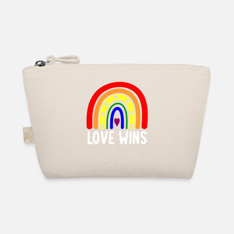Love Wins Boho Rainbow Peace Sign Pride Lesbian Ga Organic Pouch