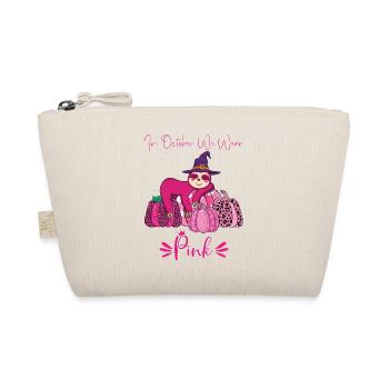 In October We Wear Pink Sloth Breast Cancer - Bio-Täschchen - Natur - Vorne