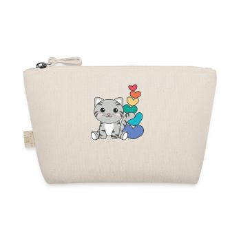 Regenbogen Herzen Pride LGBTQ süße tiere Katze - Bio-Täschchen - Natur - Vorne