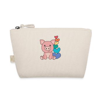 Regenbogen Herzen Pride LGBTQ süße tiere Schwein - Bio-Täschchen - Natur - Vorne