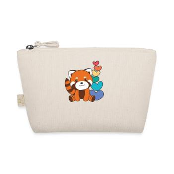Regenbogen Herzen Pride LGBTQ süßer Roter Panda - Bio-Täschchen - Natur - Vorne