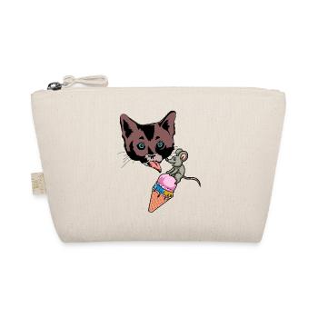Summertime Cat Mouse Ice Cream Snacking Lick Child - Organic Pouch - nature - Front