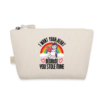 I Stole Your Heart Couples in Love Hearts Unicorn - Organic Pouch - nature - Front