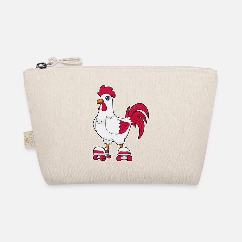 Hahn beim Inline skating mit Rollschuhe Bio-Täschchen