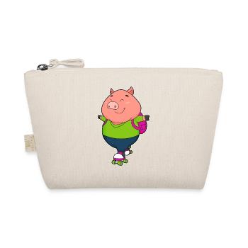 Schwein Rollschuhfahren Rollschuhe - Bio-Täschchen - Natur - Vorne