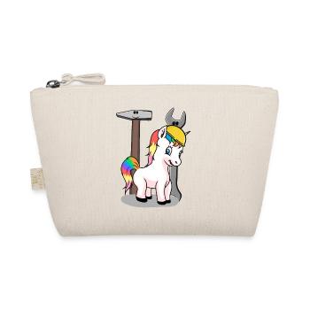 Construction site unicorn tool safety helmet build KInder - Organic Pouch - nature - Front