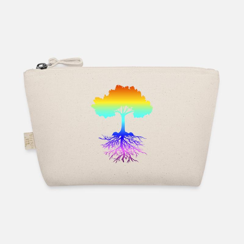 Wundervoller Baum in Regenbogenfarben mit Wurzeln Bio-Täschchen