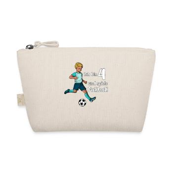 Junge spielt Fußball - Ich bin 4 Jahre - Bio-Täschchen - Natur - Vorne