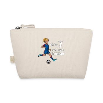 Mädchen spielt Fußball - Ich bin 7 Jahre - Bio-Täschchen - Natur - Vorne