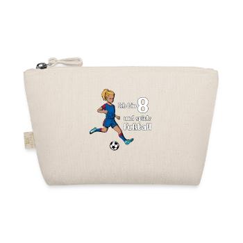Mädchen spielt Fußball - Ich bin 8 Jahre - Bio-Täschchen - Natur - Vorne