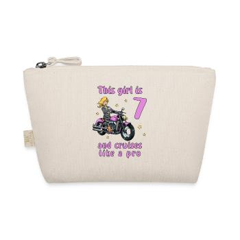 Birthday Shirt Motorcycle - 7 Birthday Girl - Organic Pouch - nature - Front