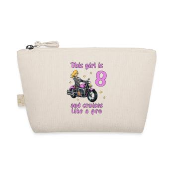 Birthday Shirt Motorcycle - 8 Birthday Girl - Organic Pouch - nature - Front