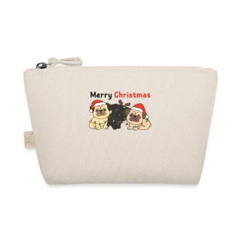 Mops Weihnachts Tiere süße Hunde Merry Christmas - Bio-Täschchen - Natur - Vorne