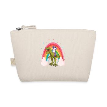 Unicorn Riding Dinosaur Girls Kids Rainbow Unicorn - Organic Pouch - nature - Front